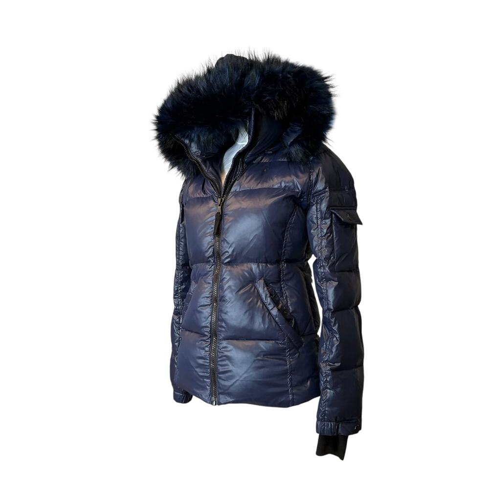 S13 New York Down Puffer Coat Faux Fur Hood Sz S - Picture 16 of 16